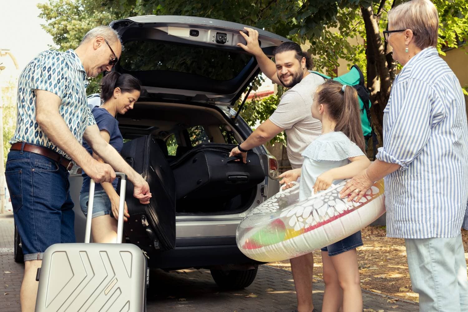 A family setting off on a car holiday